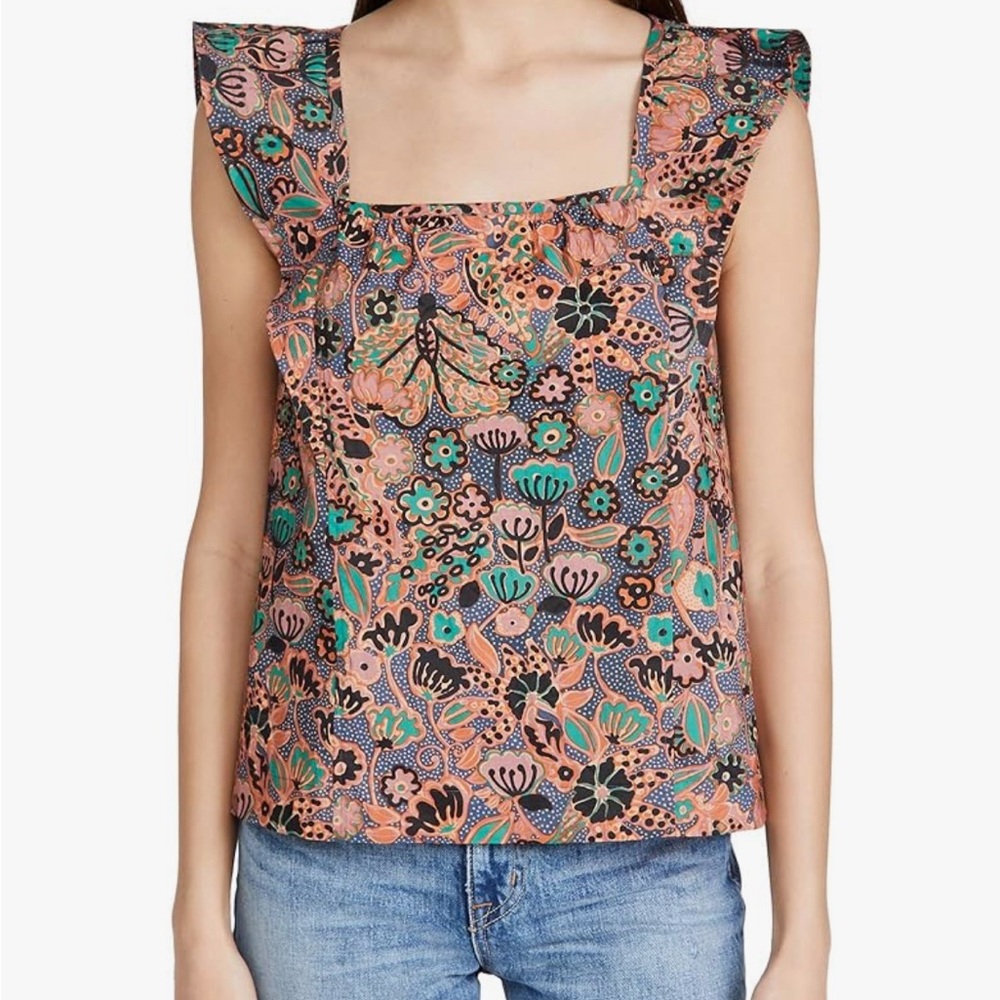ALC Pink and Green Boxy Sleeveless Blouse